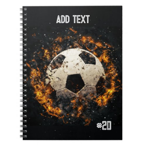 Soccer Ball with Flames Spiral Photo Notebook