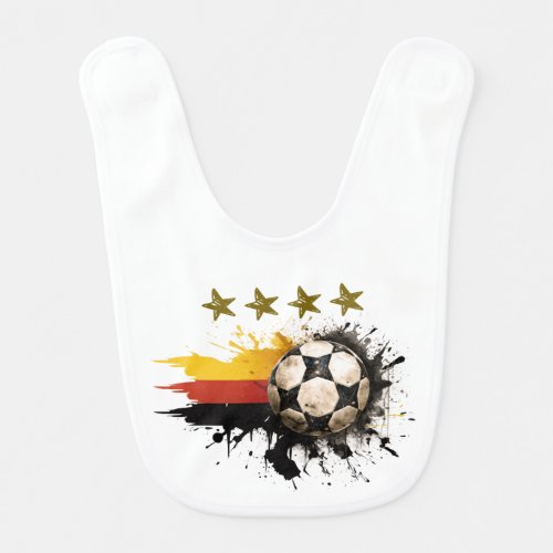 Soccer ball with German Flag and four golden Stars Baby Bib