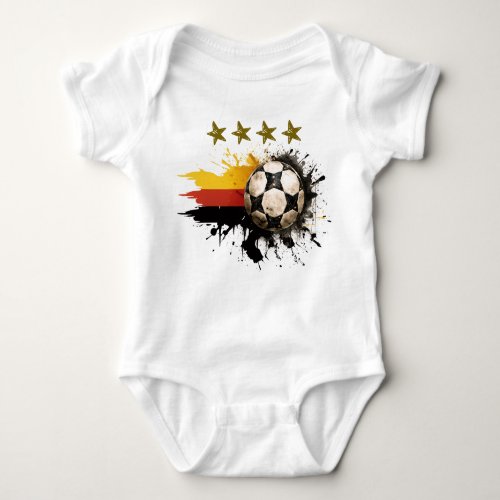 Soccer ball with German Flag and four golden Stars Baby Bodysuit