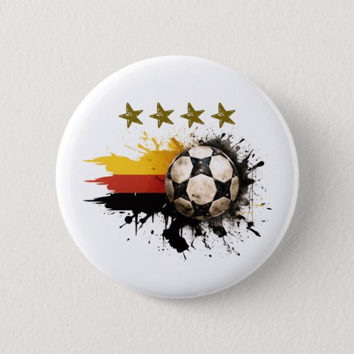 Soccer ball with German Flag and four golden Stars Button
