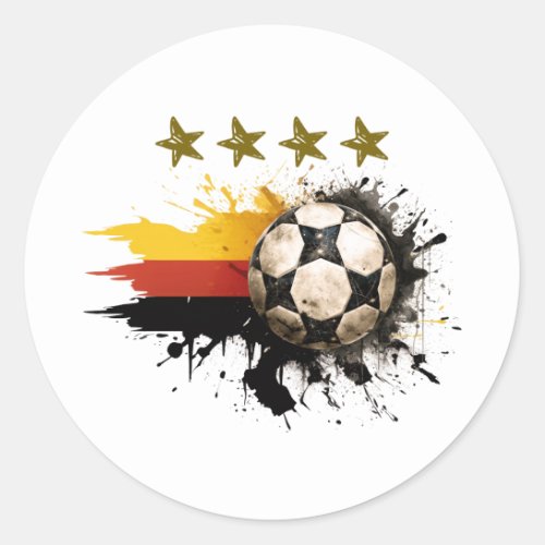 Soccer ball with German Flag and four golden Stars Classic Round Sticker