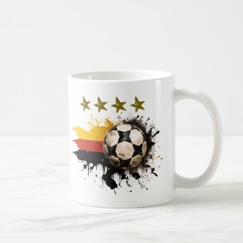 Soccer ball with German Flag and four golden Stars Coffee Mug