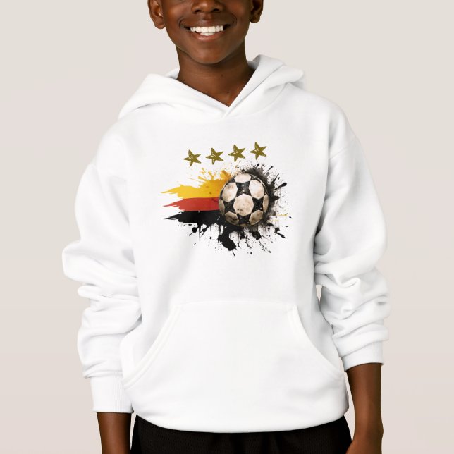 Soccer ball with German Flag and four golden Stars Hoodie (Front)