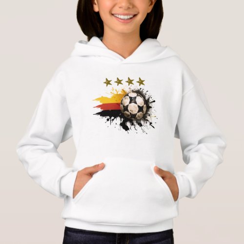 Soccer ball with German Flag and four golden Stars Hoodie