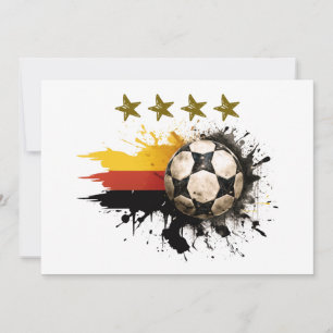Soccer ball with German Flag and four golden Stars Invitation
