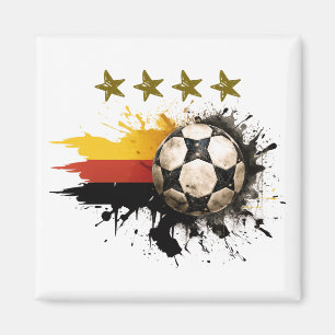 Soccer ball with German Flag and four golden Stars Magnet