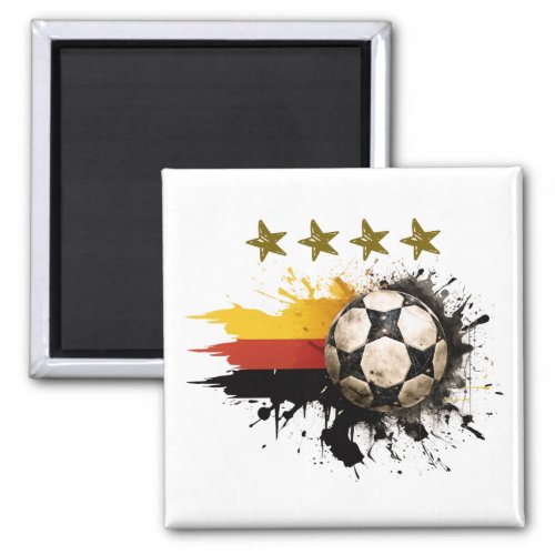 Soccer ball with German Flag and four golden Stars Magnet