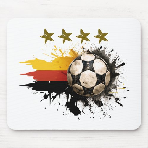 Soccer ball with German Flag and four golden Stars Mouse Pad