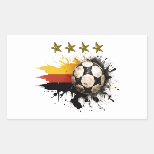 Soccer ball with German Flag and four golden Stars Rectangular Sticker