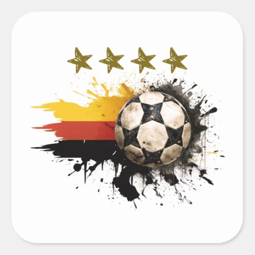 Soccer ball with German Flag and four golden Stars Square Sticker