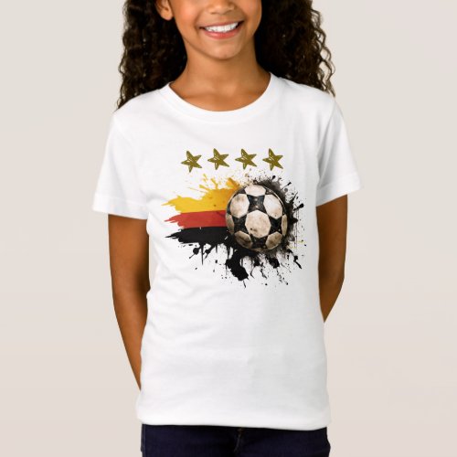 Soccer ball with German Flag and four golden Stars T_Shirt