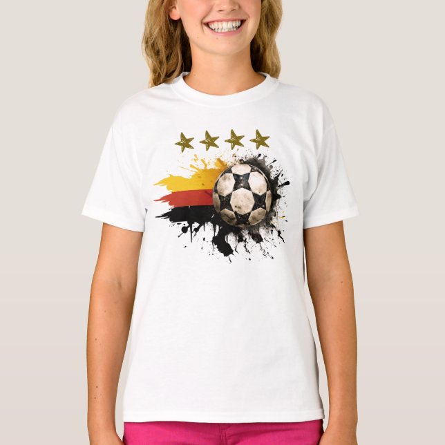 Soccer ball with German Flag and four golden Stars T-Shirt (Front)
