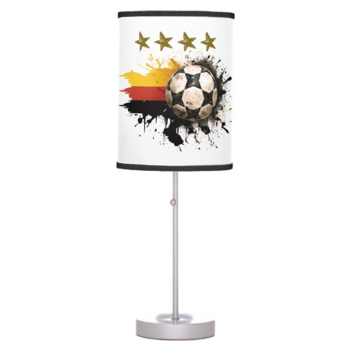Soccer ball with German Flag and four golden Stars Table Lamp