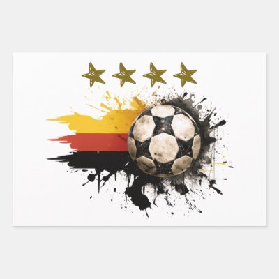Soccer ball with German Flag and four golden Stars Wrapping Paper Sheets