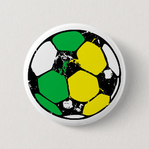 Soccer ball with green and Yellow team colours Button