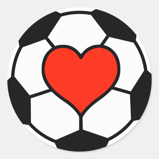 Soccer Ball with Heart Classic Round Sticker | Zazzle