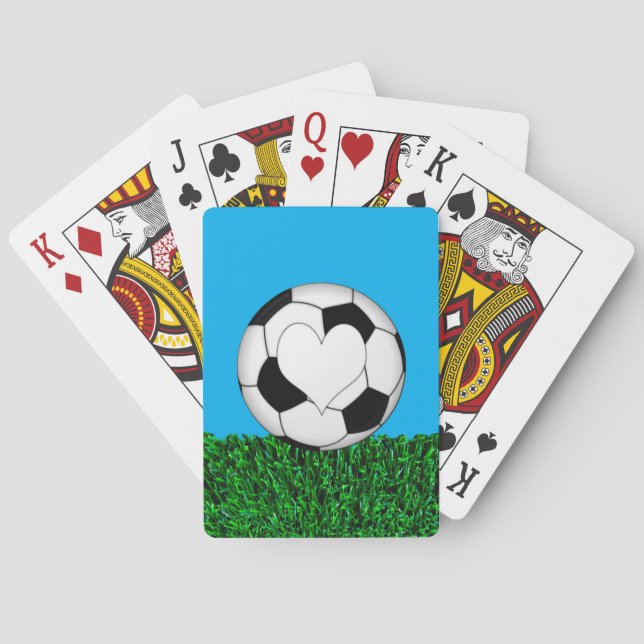 Soccer Ball with heart customizeable Poker Cards (Back)