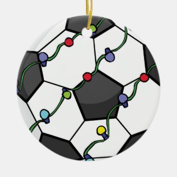 Soccer Ball With Holiday Lights Ornament by SBPantry at Zazzle