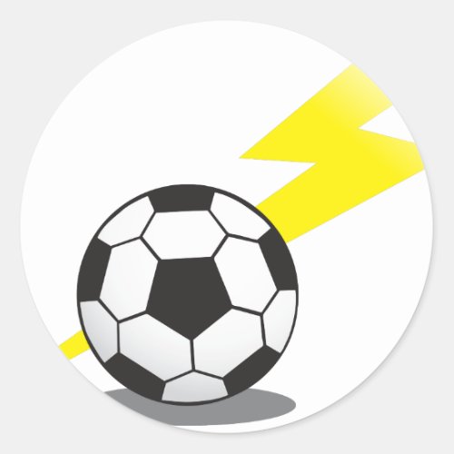 Soccer ball with lightning bolt classic round sticker