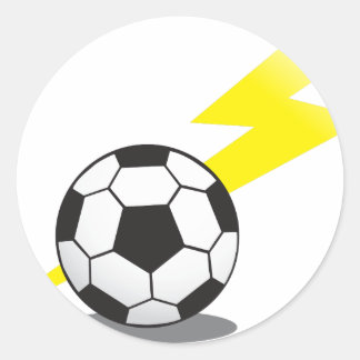 Soccer ball with lightning bolt classic round sticker