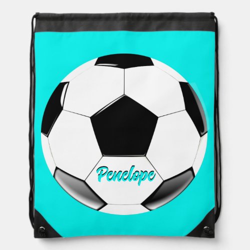 Soccer Ball with Name  Drawstring Bag