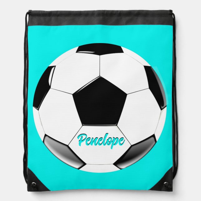 Soccer Ball with Name  Drawstring Bag (Front)