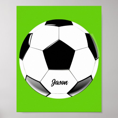 Soccer Ball with Name Lime Green   Poster