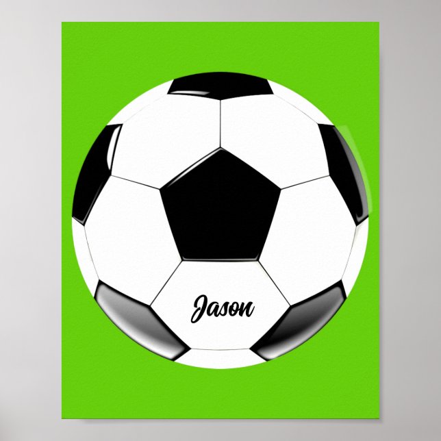 Soccer Ball with Name Lime Green   Poster (Front)