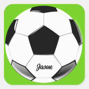 Soccer Ball with Name Lime Green   Square Sticker