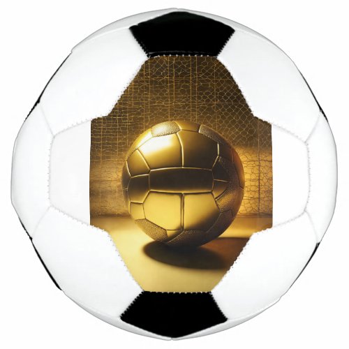 Soccer Ball with Radiant Golden Design