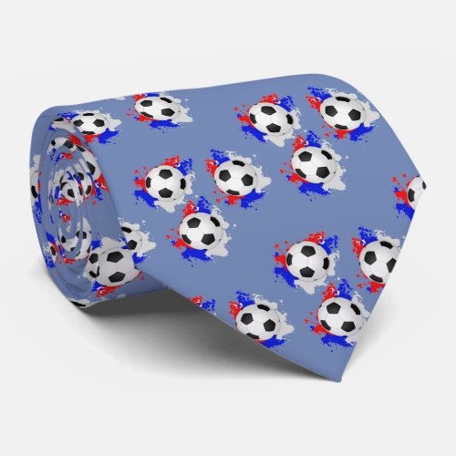 Soccer Ball With Red White Blue Necktie