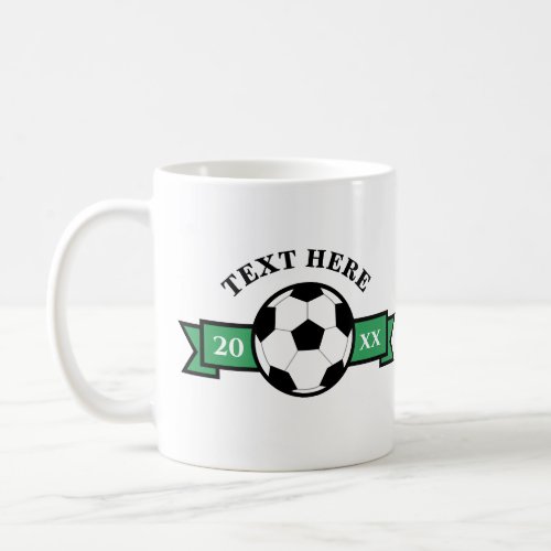 Soccer Ball With Ribbon Banner Coffee Mug