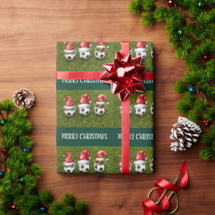 Soccer Ball with Santa Hat  Wrapping Paper