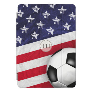 Soccer ball with United States flag monogrammed iPad Pro Cover