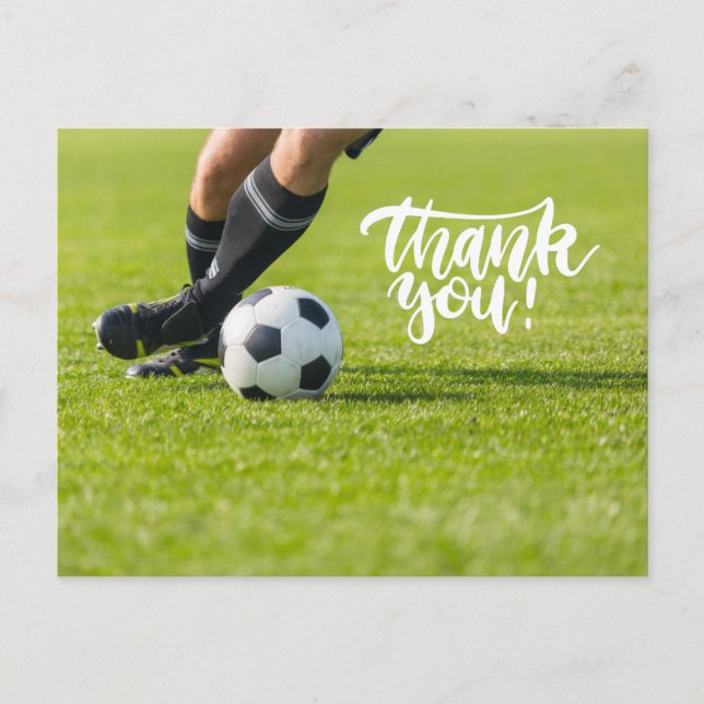 Soccer ball with word Thank you  Postcard (Front)