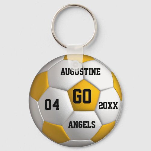 Soccer Ball yellow and white Keychain