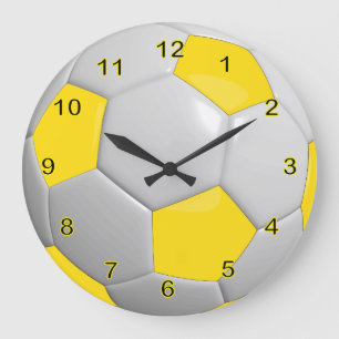 Soccer Ball Yellow Large Clock