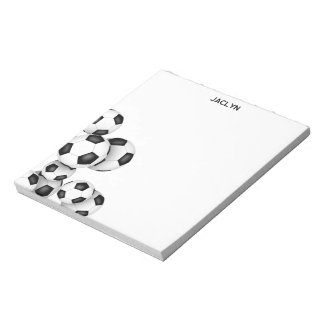 soccer balls accent custom name notepad