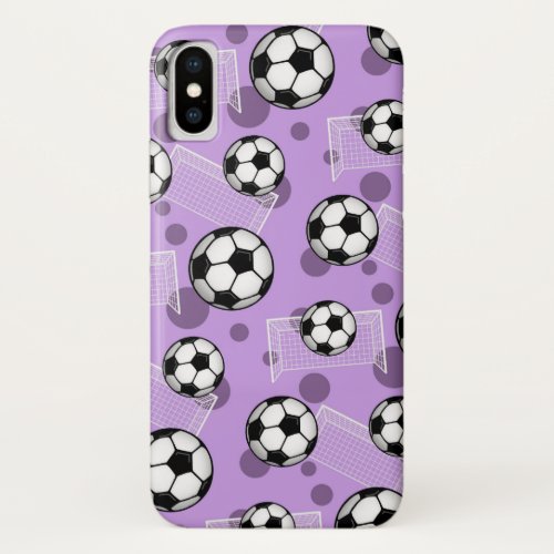 Soccer Balls and Goals Purple iPhone X Case
