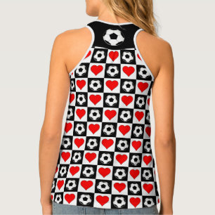 Soccer Balls and Hearts Cute Soccer Player Tank Top