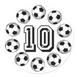 SOCCER BALLS AND NUMBER 10 CLASSIC ROUND STICKER