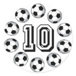 SOCCER BALLS AND NUMBER 10 CLASSIC ROUND STICKER