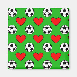 Soccer Balls And Red Hearts Drawing Magnet