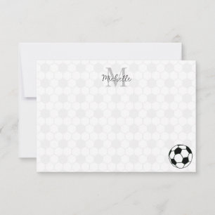 Soccer Balls Black and White Custom Monogram Note Card