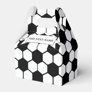 Soccer Balls Black and White Custom Name Favor Boxes