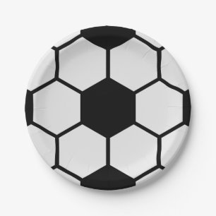 Soccer Balls Black and White Custom Paper Plates