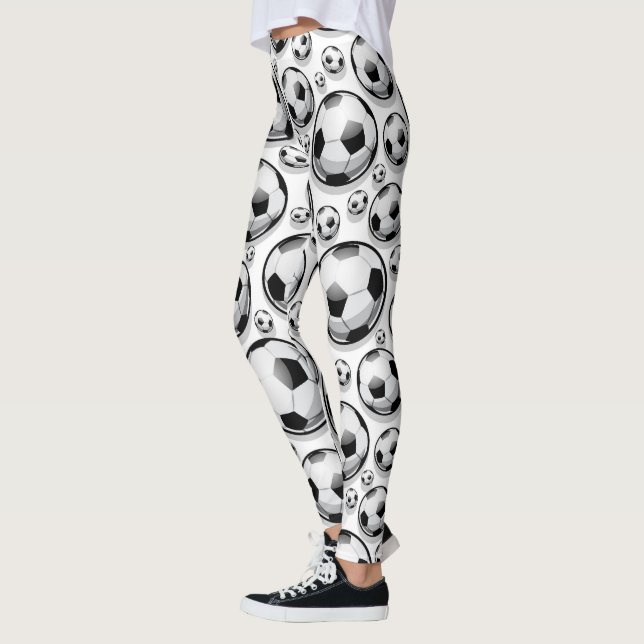 Soccer balls black and white pattern leggings (Left)
