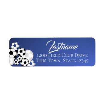 Soccer Balls Blue And White Address Label by InBeTeen at Zazzle