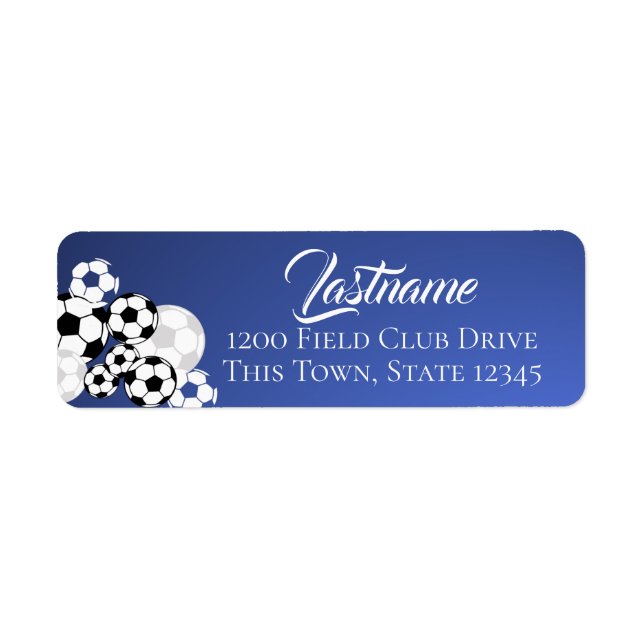 Soccer Balls Blue and White Address Label (Front)