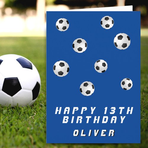 Soccer Balls Blue Boy Happy Birthday Card